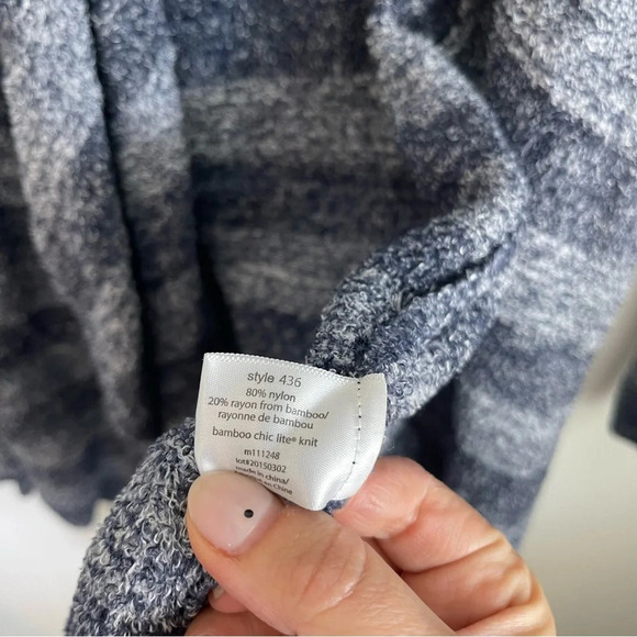 Barefoot Dreams Bamboo Chic Lite Open Drape Cardigan Navy Striped Sweater small - Picture 4 of 5